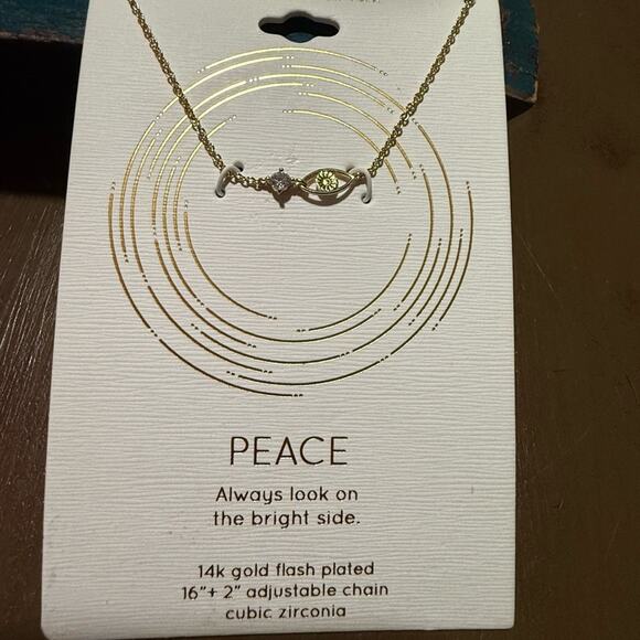 Unwritten PEACE Always Look on the Bright Side 14k gold Plated Necklace NEW - Picture 1 of 6
